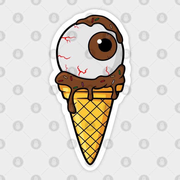 Spooky Monster Eye Chocolate Ice cream with toppings Sticker by BadDesignCo